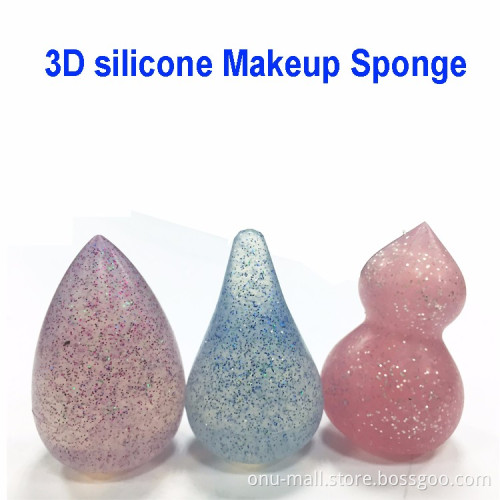Hot Selling Glitter Gourd Tear-Drop Shape Silicone 3D Makeup Sponge for Foundation